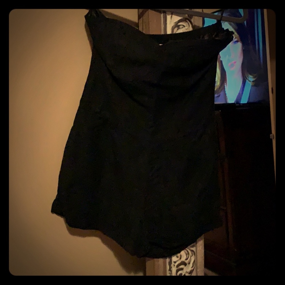 Arden B black strapless romper